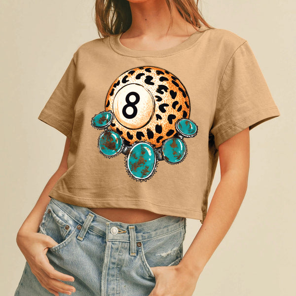 Leopard 8Ball Cropped Tee