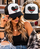 Red Line Heart Trucker Hat